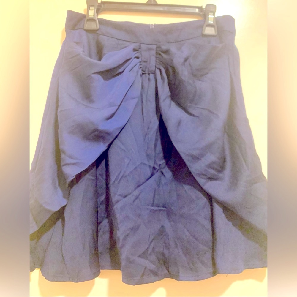 Dreampop Junior Navy blue silk skirt with bow front by size 14